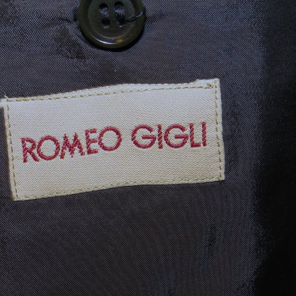 Romeo Gigli Vintage Solid Blue Peak Lapel Double Breasted Suit Jacket 40R - Picture 11 of 11